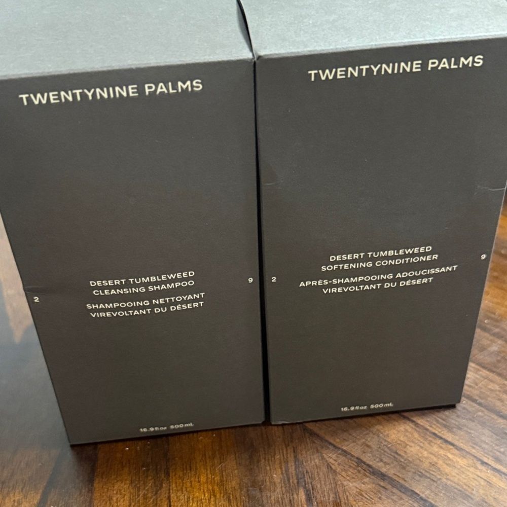 TwentyNine Palms full-size shampoo + conditioner (16.9 oz / 500 mL each)